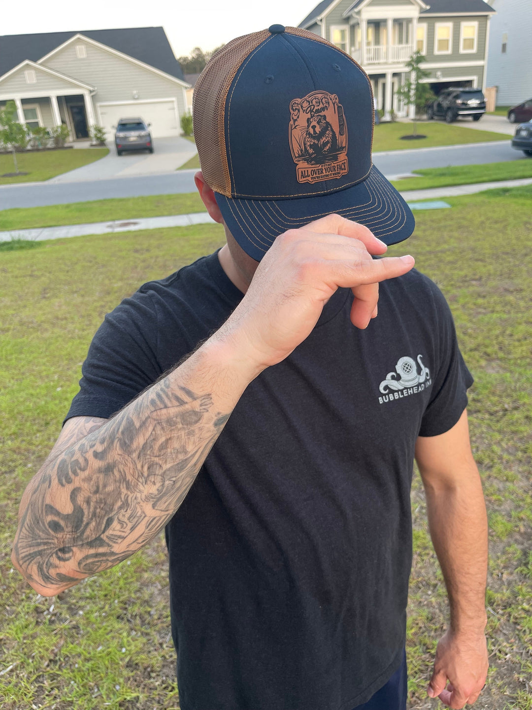 Soggy Beaver BBQ funny trucker hat by BubbleHead Ink