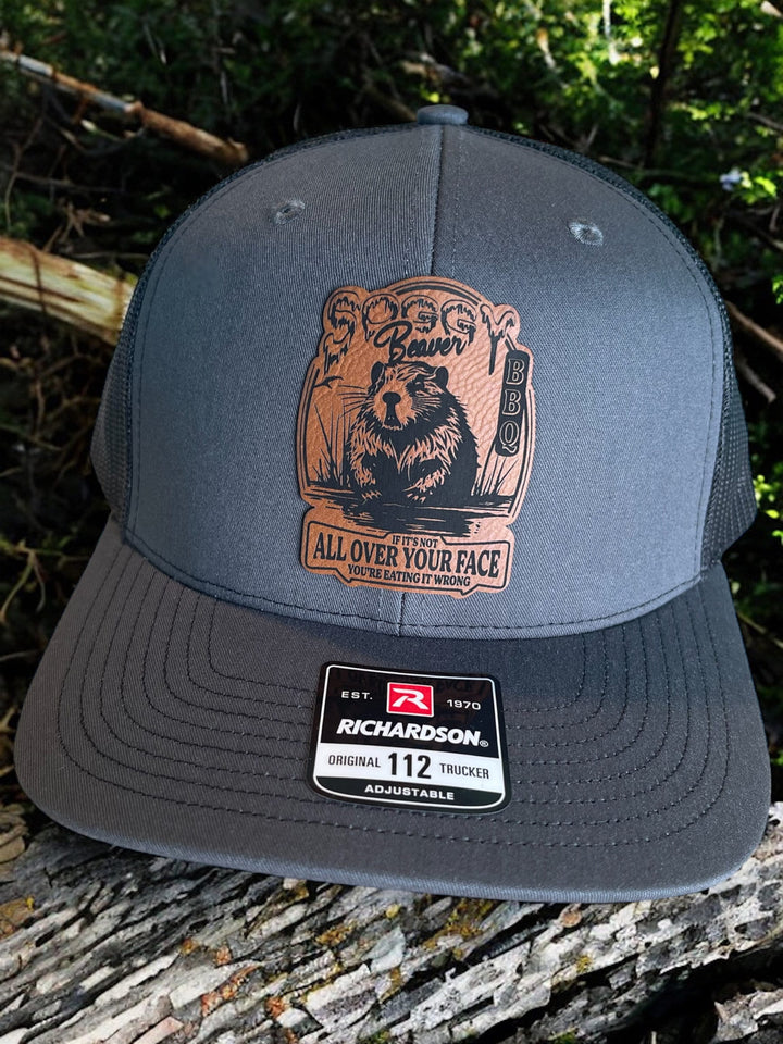 Soggy Beaver BBQ funny trucker hat by BubbleHead Ink