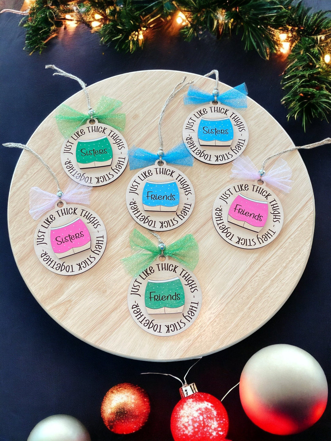 Soul Sister funny Christmas ornament for sister, friend or cousin by BubbleHead Ink