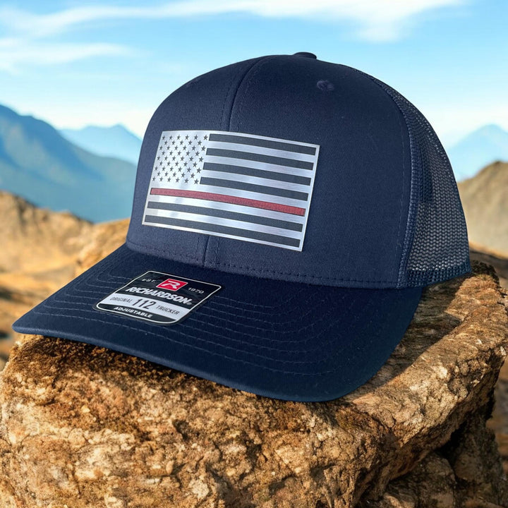 Thin Red Line American flag firefighter Richardson 112 hat by BubbleHead Ink