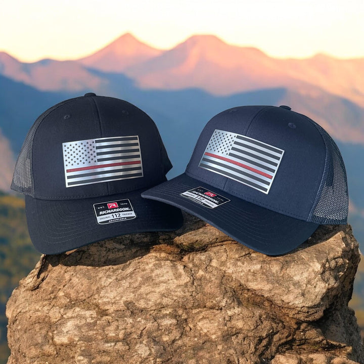 Thin Red Line American flag firefighter Richardson 112 hat by BubbleHead Ink