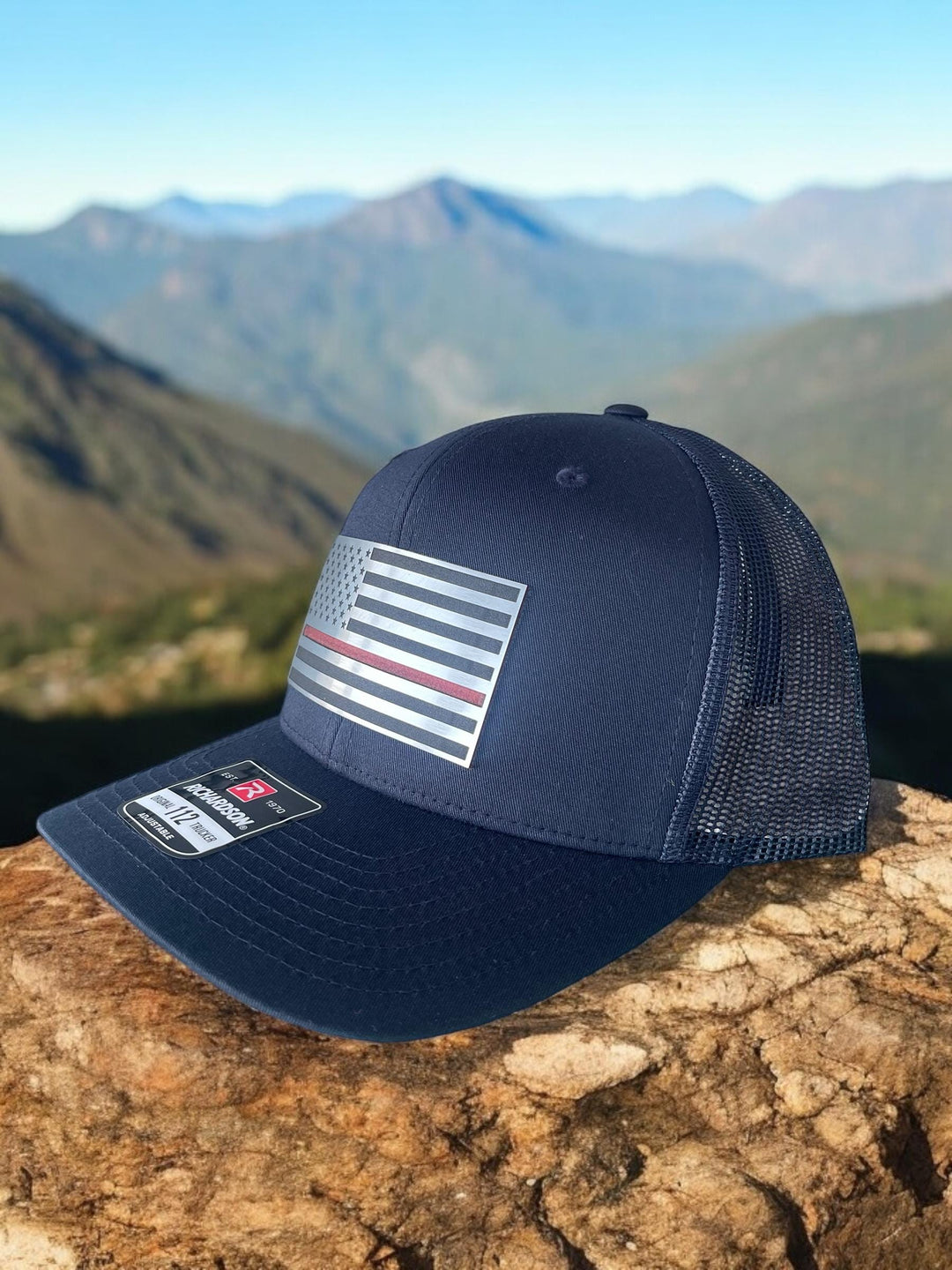 Thin Red Line American flag firefighter Richardson 112 hat by BubbleHead Ink