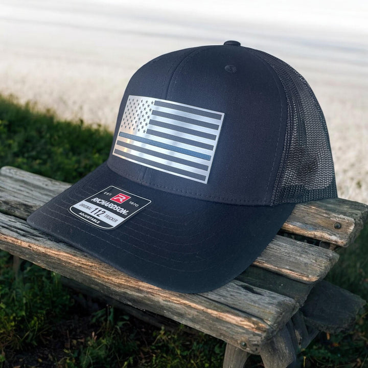 Thin Red Line American flag firefighter Richardson 112 hat by BubbleHead Ink