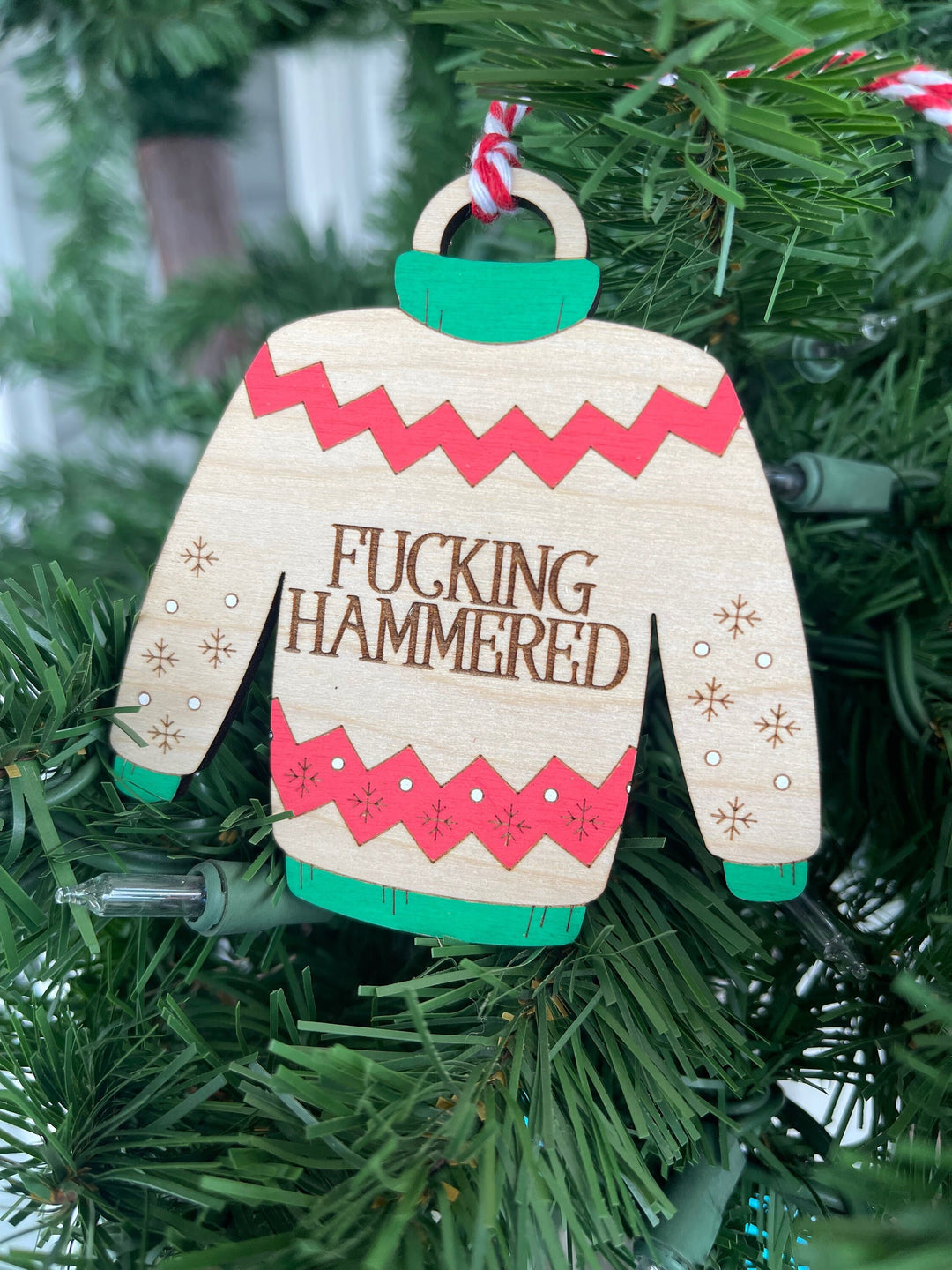 Ugly Christmas sweater funny handmade ornament by BubbleHead Ink