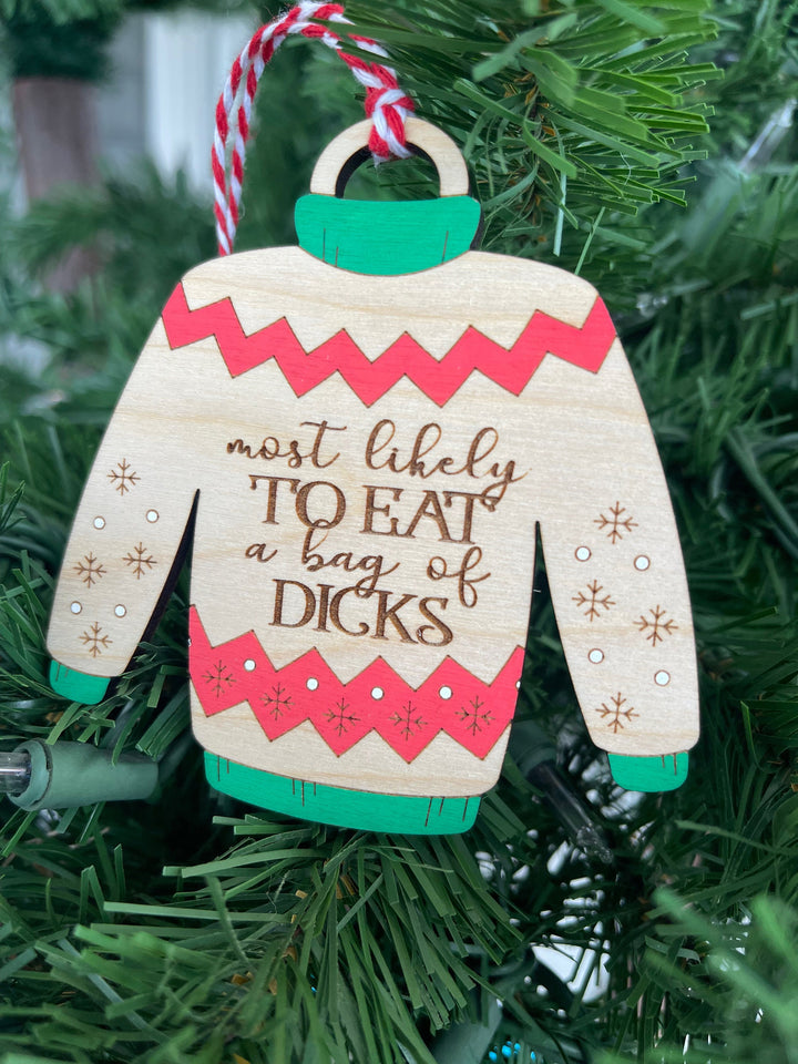 Ugly Christmas sweater funny handmade ornament by BubbleHead Ink