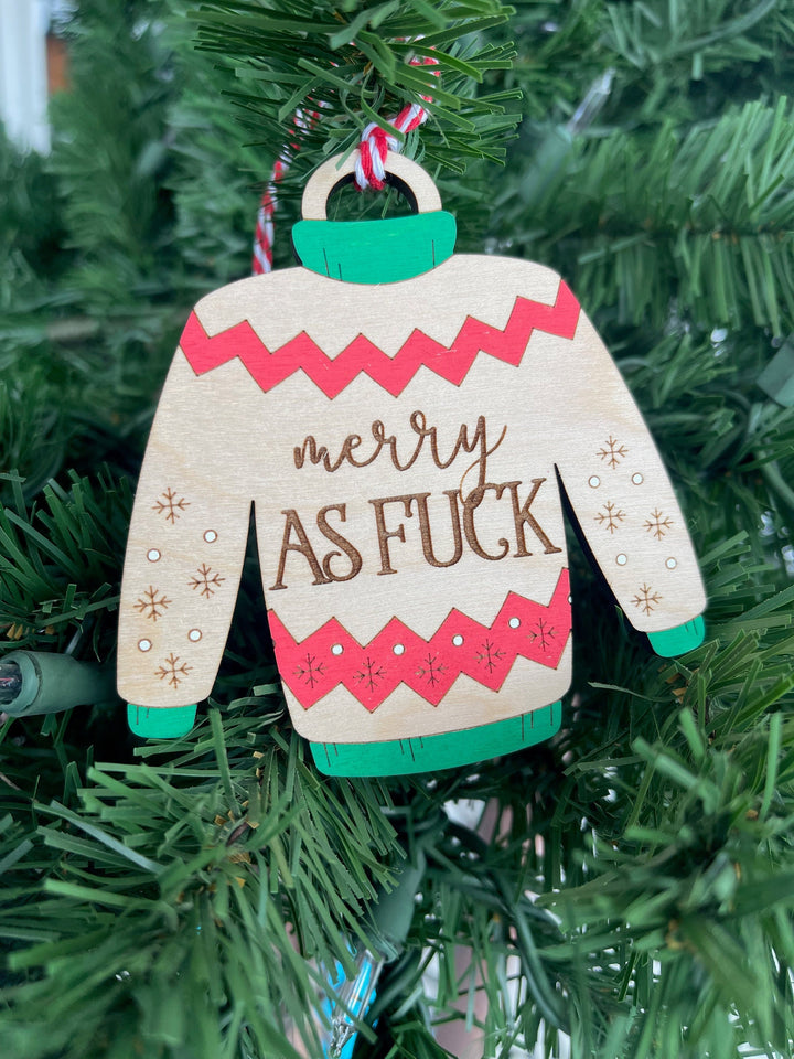 Ugly Christmas sweater funny handmade ornament by BubbleHead Ink