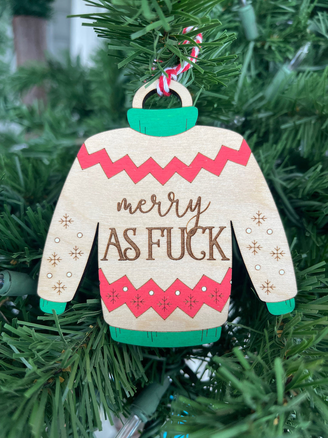 Ugly Christmas sweater funny handmade ornament by BubbleHead Ink