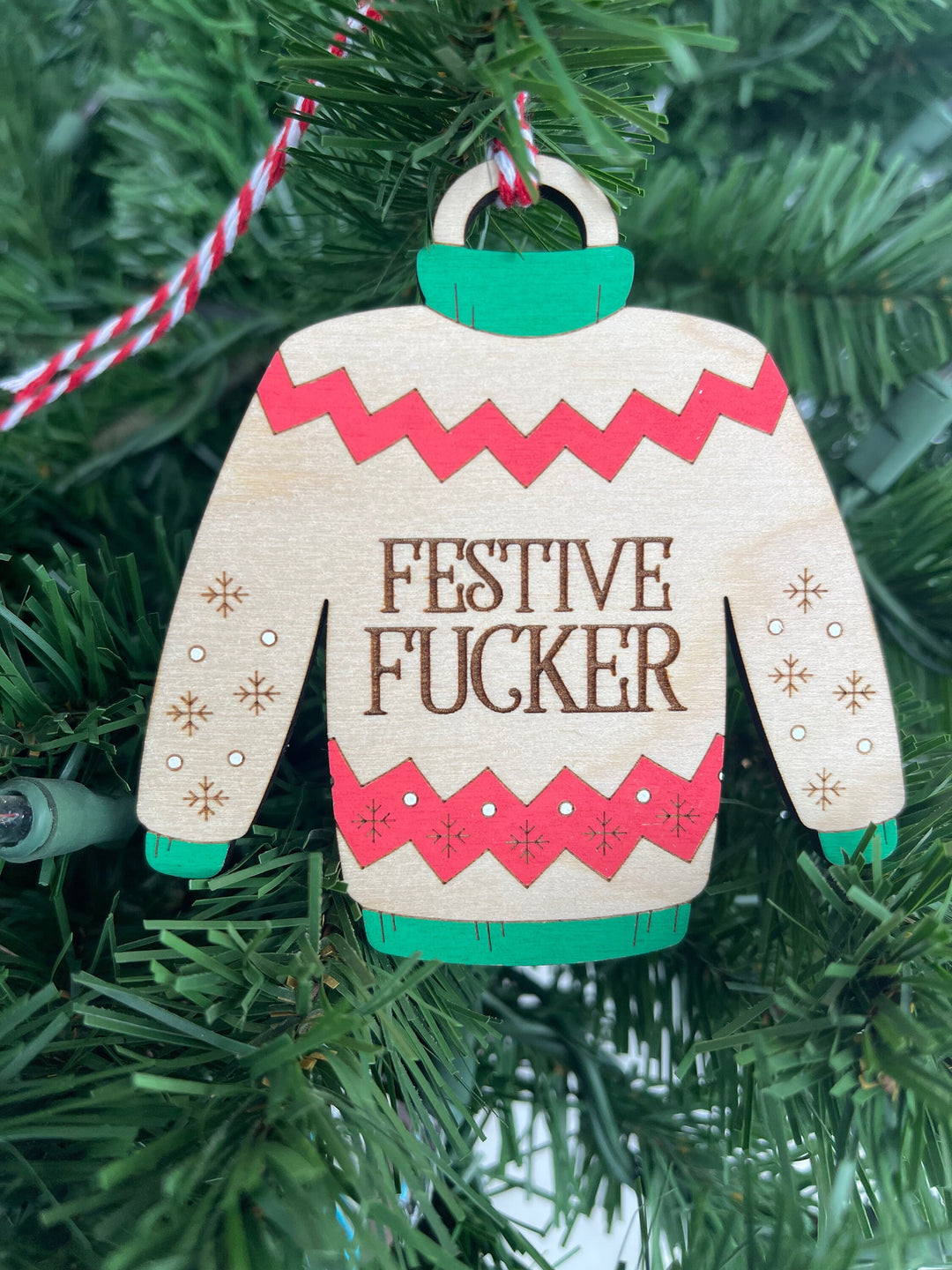 Ugly Christmas sweater party prize ornament by BubbleHead Ink