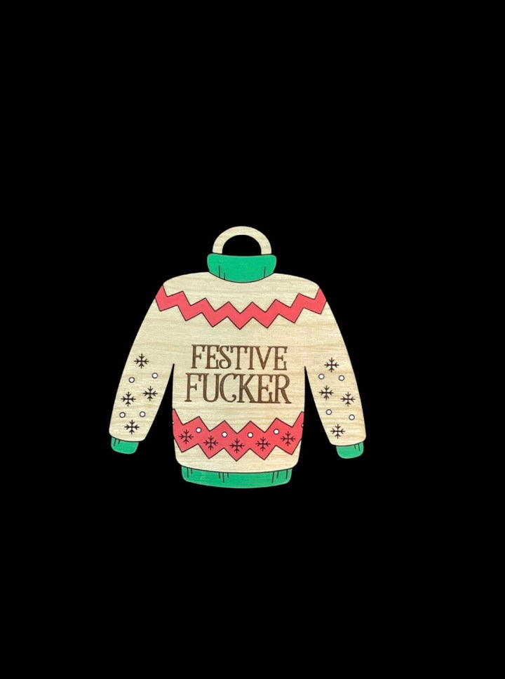 Ugly Christmas sweater party prize ornament by BubbleHead Ink