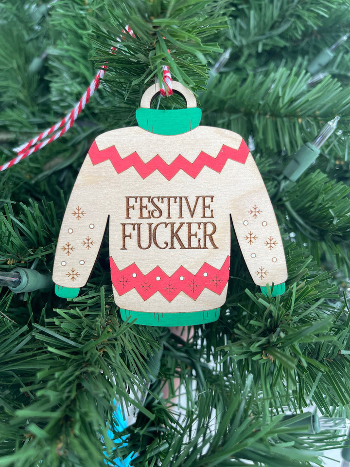 Ugly Christmas sweater party prize ornament by BubbleHead Ink