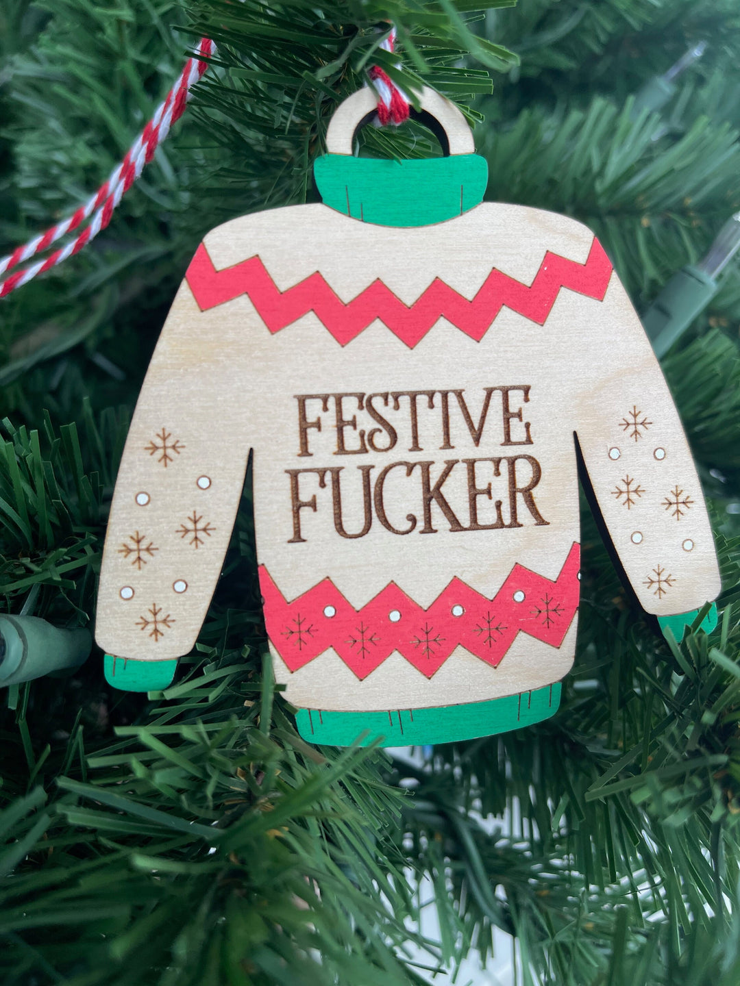 Ugly Christmas sweater party prize ornament by BubbleHead Ink