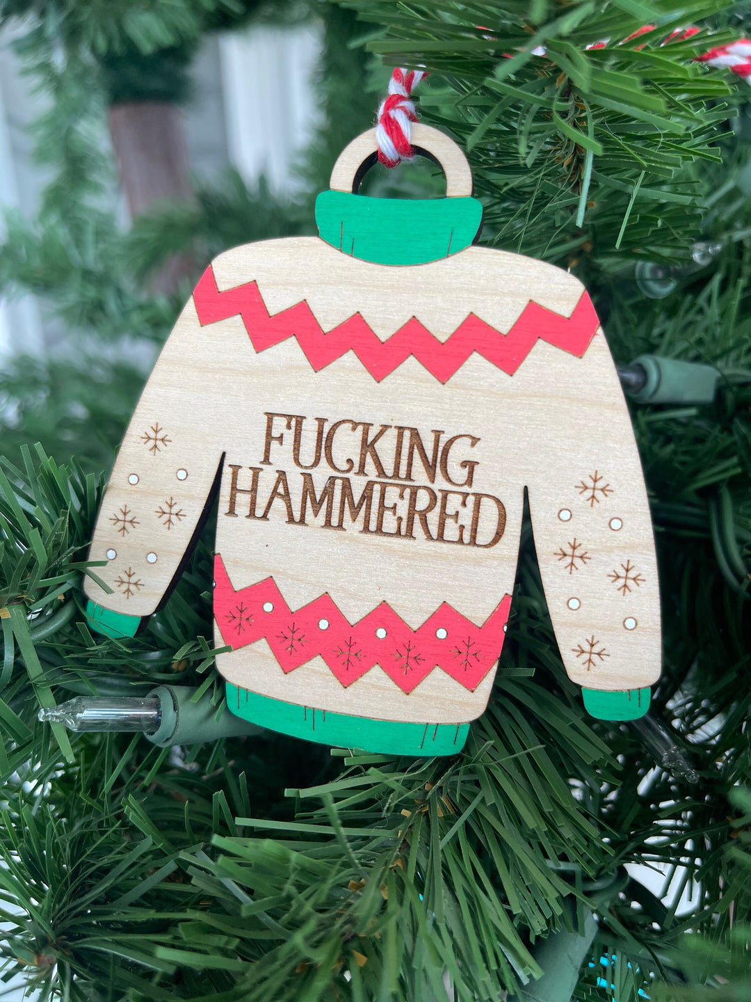 Ugly Christmas sweater funny handmade ornament by BubbleHead Ink