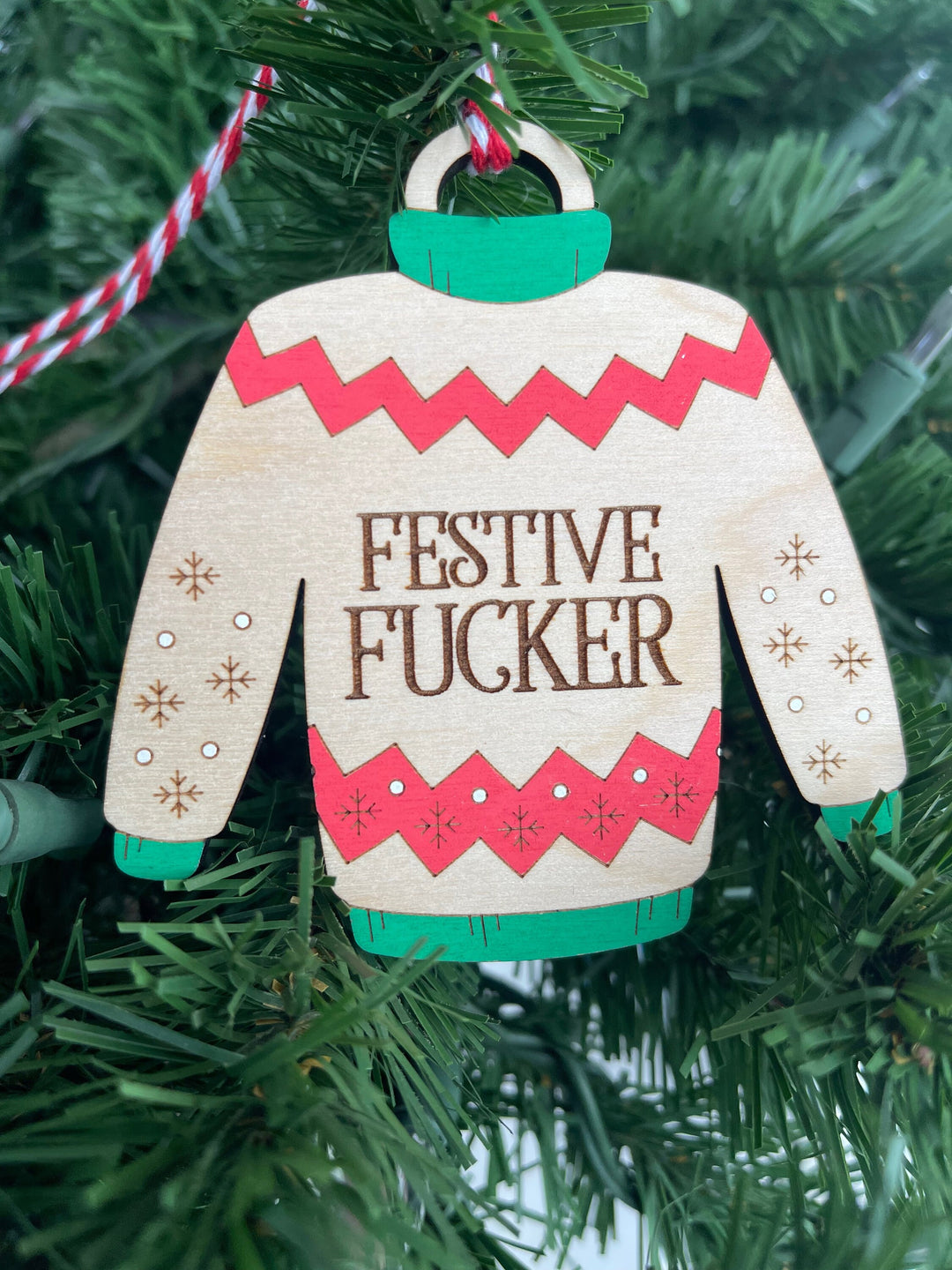 Ugly Christmas sweater party prize ornament by BubbleHead Ink