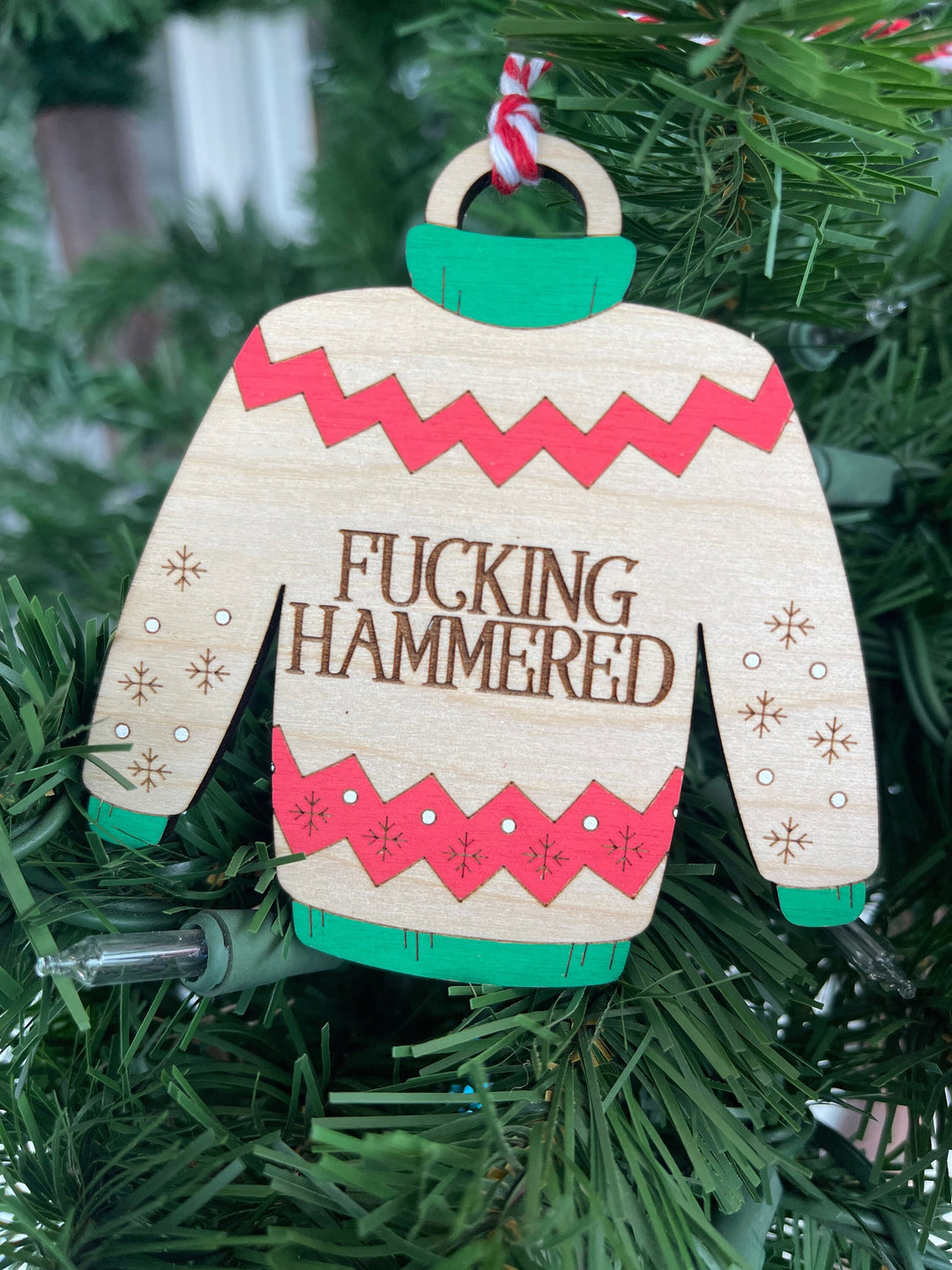 Ugly Christmas sweater funny handmade ornament by BubbleHead Ink