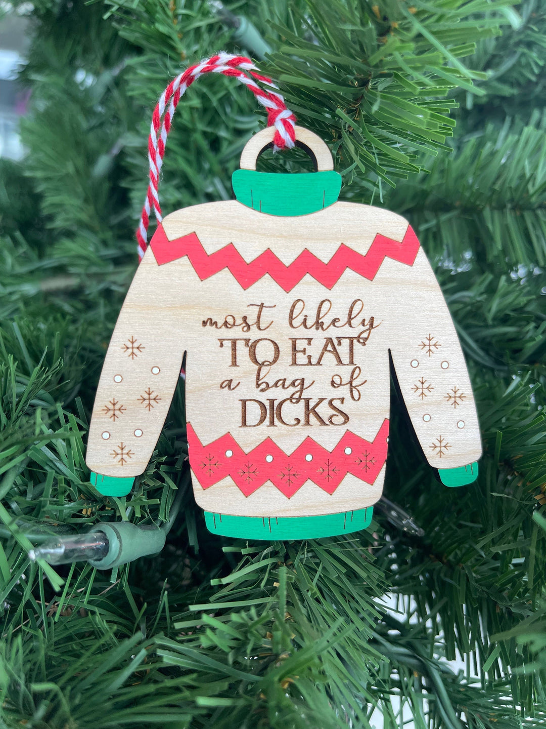 Ugly Christmas sweater funny handmade ornament by BubbleHead Ink