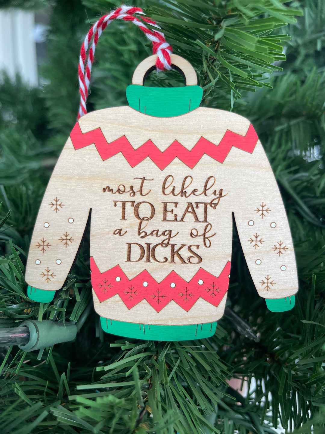Ugly Christmas sweater funny handmade ornament by BubbleHead Ink