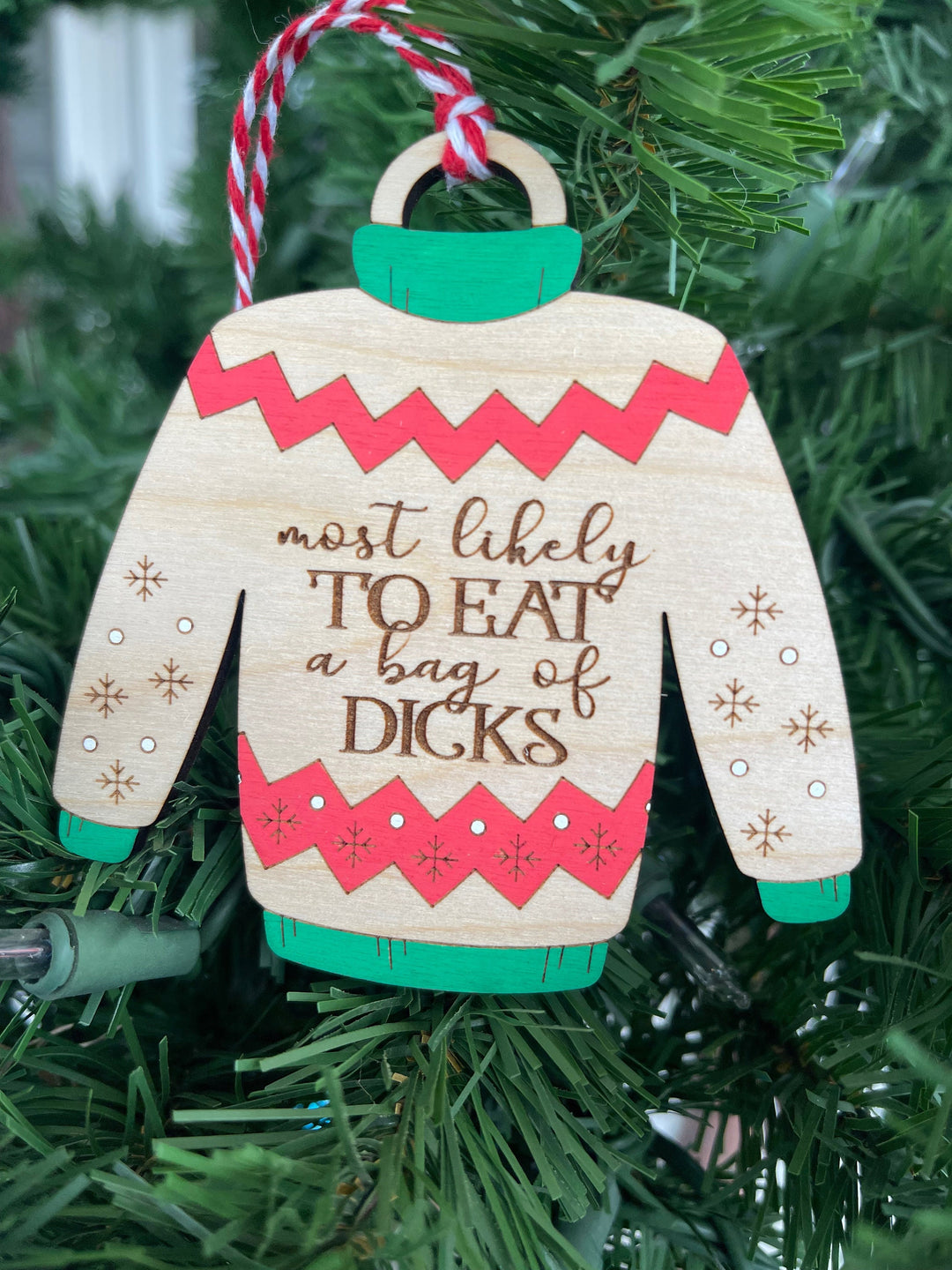 Ugly Christmas sweater funny handmade ornament by BubbleHead Ink