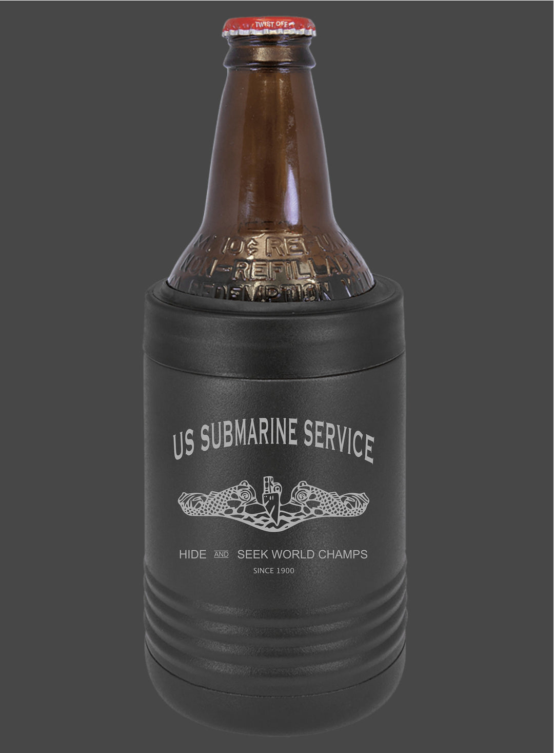 US Navy submarine veteran custom hard can koozie by BubbleHead Ink