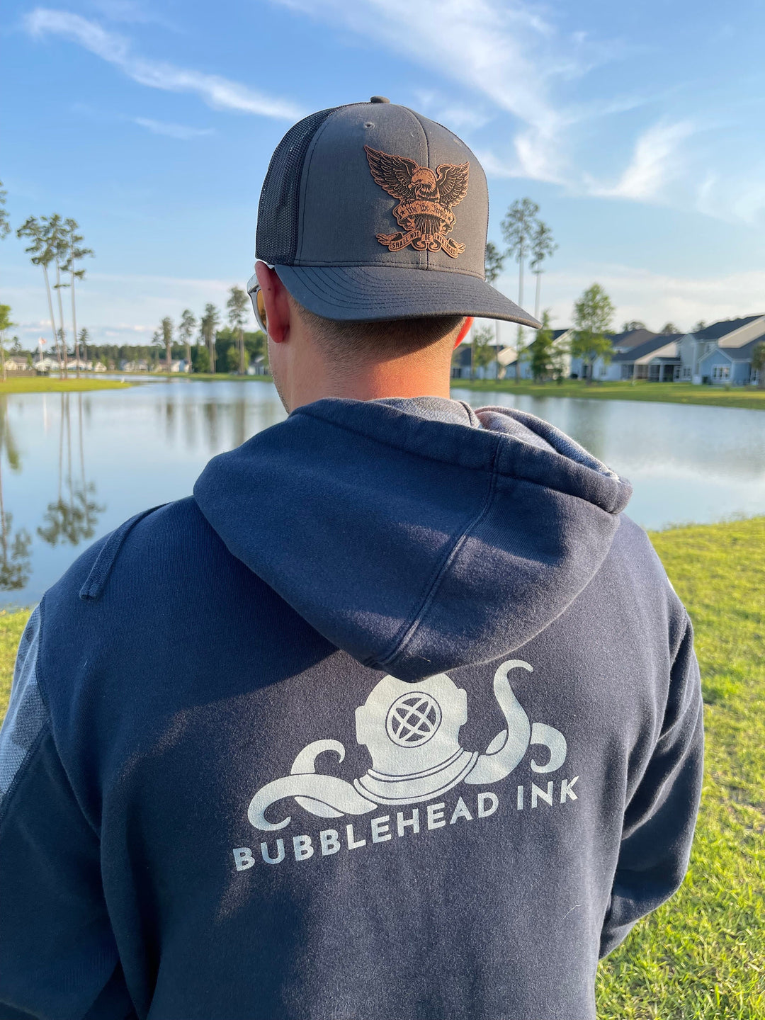 We The People eagle patriotic trucker hat by BubbleHead Ink