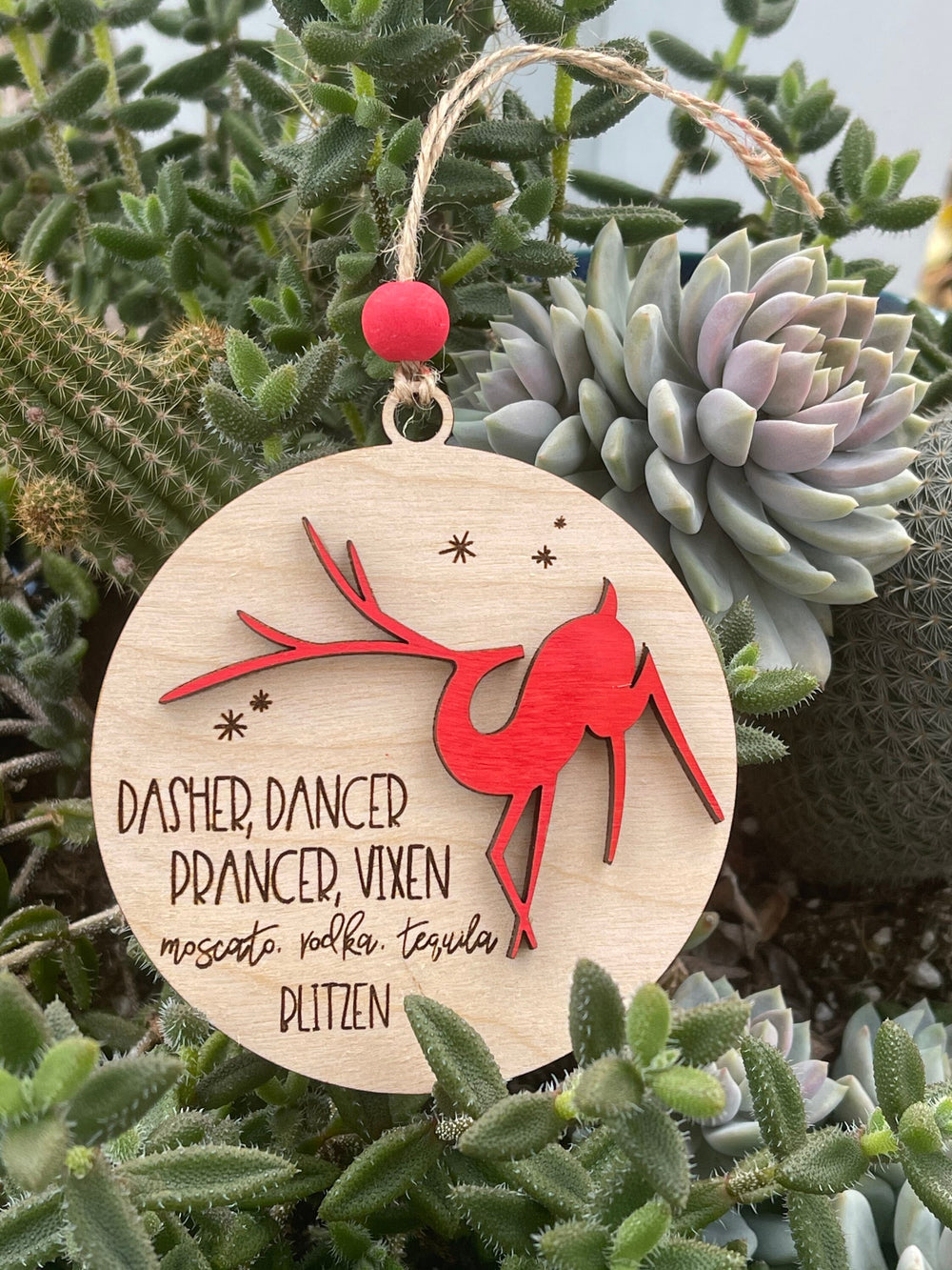Wine lover funny Christmas ornament gift for her by BubbleHead Ink