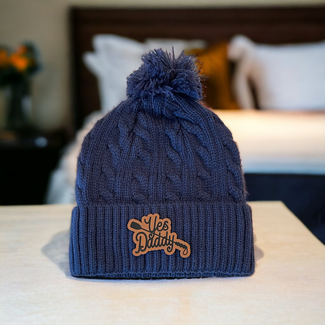 Yes Daddy cable knit pom pom beanie by BubbleHead Ink