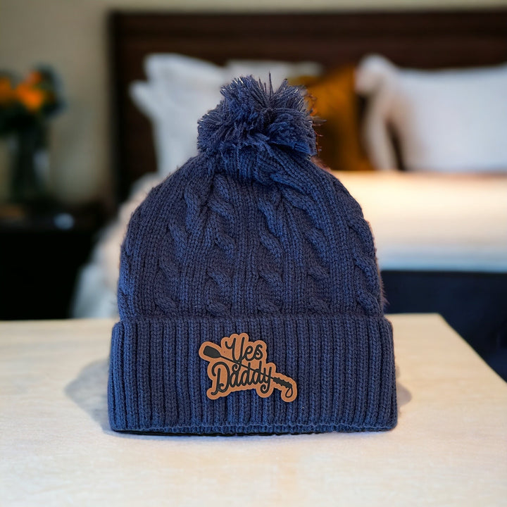 Yes Daddy cable knit pom pom beanie by BubbleHead Ink