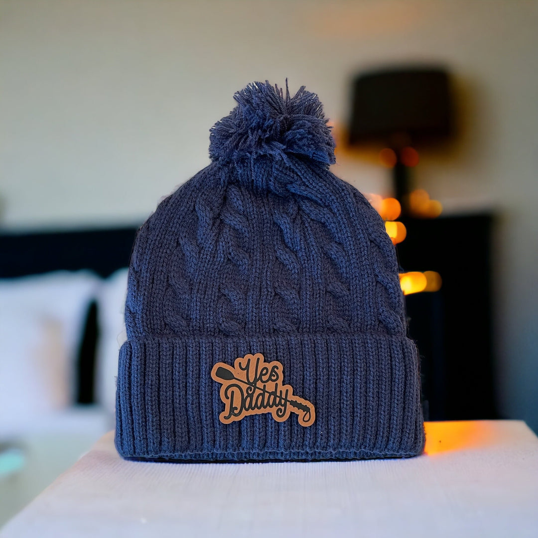 Yes Daddy cable knit pom pom beanie by BubbleHead Ink