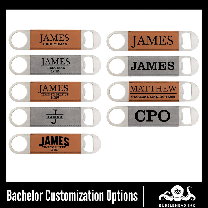 Personalized Groomsman Bottle Opener | Custom Name Engraved Bar Blade | Bachelor Party &amp; Wedding Party Gift