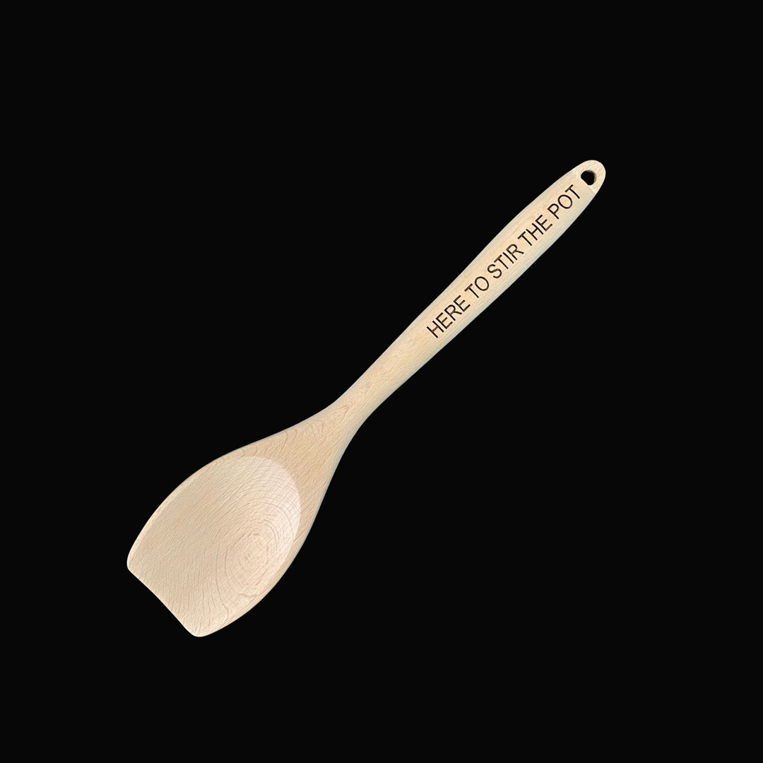 Personalized Engraved Wooden Spoon - Here to Stir the Pot Funny Housewarming Gift