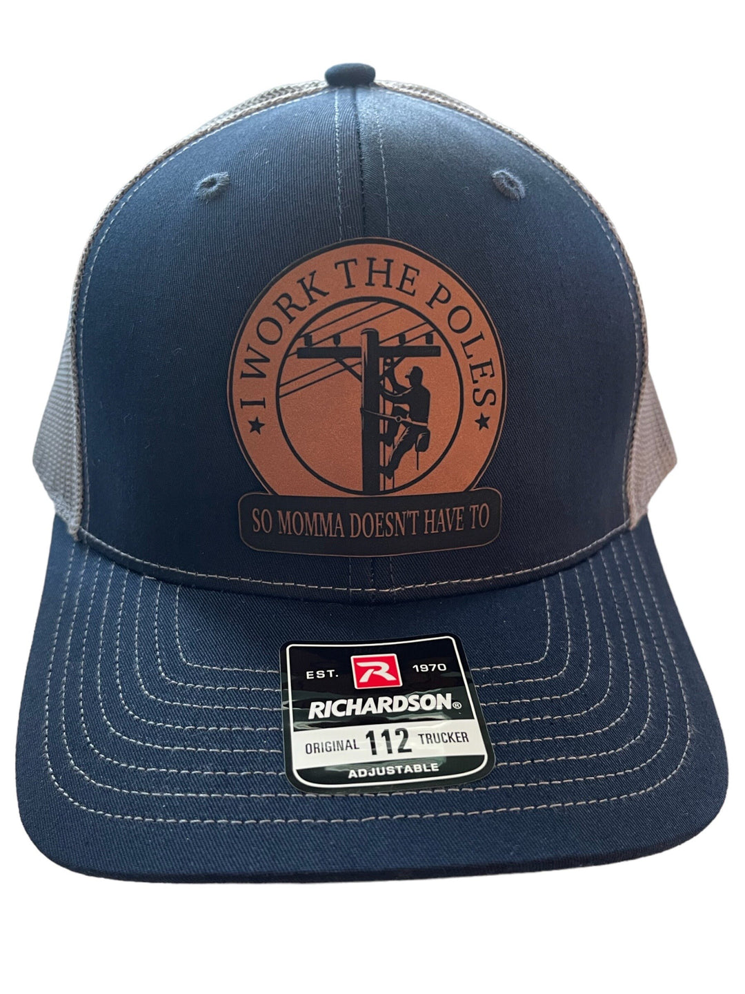 Lineman Gifts Funny Hat with Patch, I Work The Poles So Momma Doesn't Have To Lineman Electrician Gift