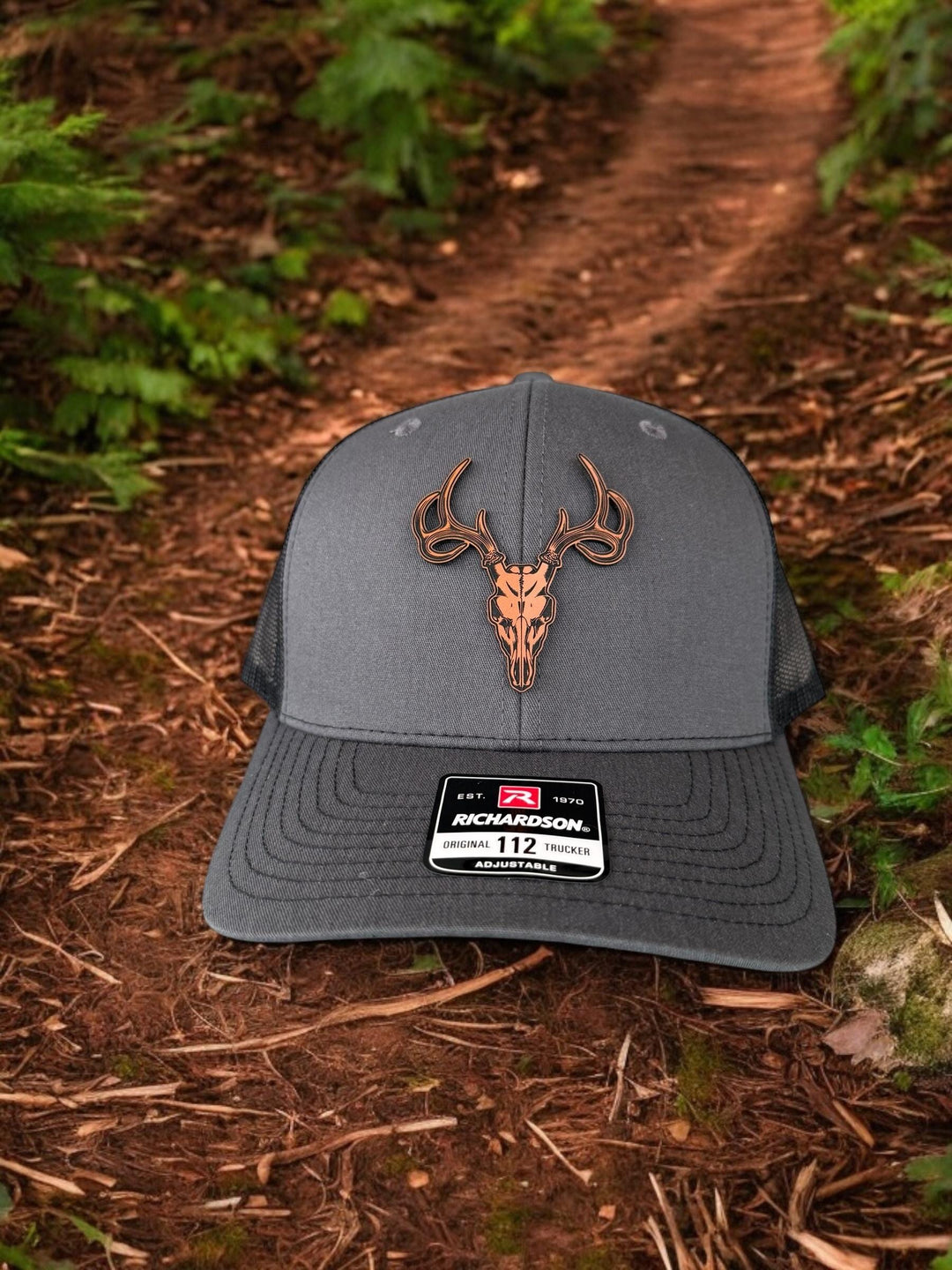 Hunting Trucker Hat, Richardson 112 Leather Patch Hat, Hunting Dad Gift, Husband Birthday Gifts Men