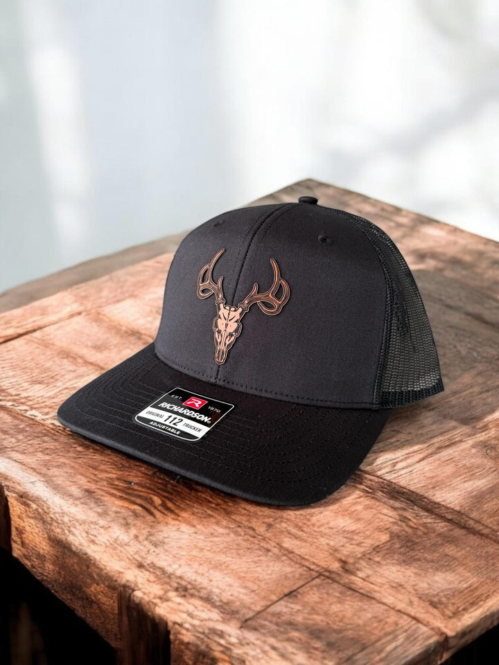 Hunting Trucker Hat, Richardson 112 Leather Patch Hat, Hunting Dad Gift, Husband Birthday Gifts Men