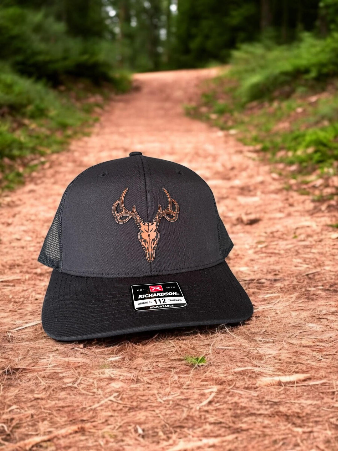 Hunting Trucker Hat, Richardson 112 Leather Patch Hat, Hunting Dad Gift, Husband Birthday Gifts Men