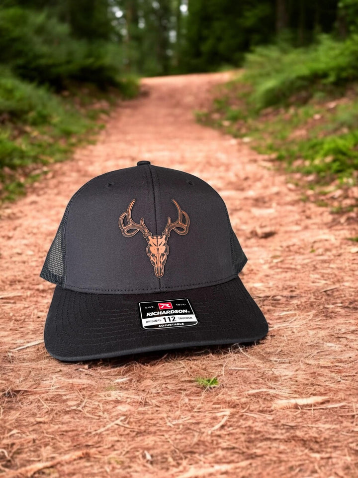 Hunting Trucker Hat, Richardson 112 Leather Patch Hat, Hunting Dad Gift, Husband Birthday Gifts Men