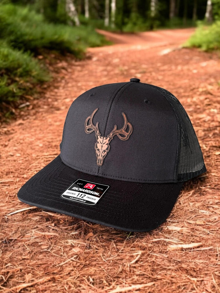 Hunting Trucker Hat, Richardson 112 Leather Patch Hat, Hunting Dad Gift, Husband Birthday Gifts Men