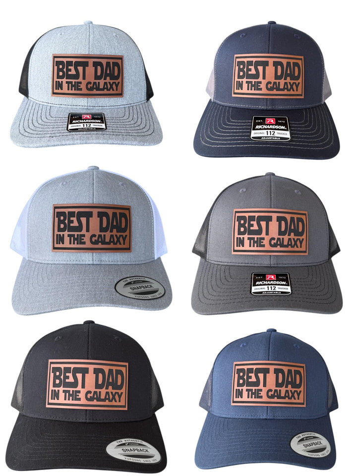 Best Dad in the Galaxy Hat, Father's Day Gift for Dad, Black Trucker Hat, Richardson 112, Yupoong 6606, Space Dad