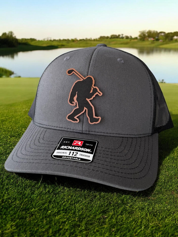Sasquatch Golfing Hat, Big Foot Golf Snapback, Golfing Big Foot Trucker Hat, Richardson 112 or Yupoong 6606, Funny Golf Hat for Men