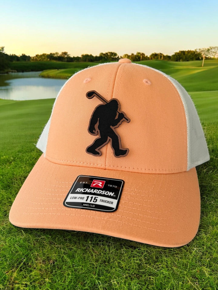 Sasquatch Golfing Hat, Big Foot Golf Snapback, Golfing Big Foot Trucker Hat, Richardson 112 or Yupoong 6606, Funny Golf Hat for Men