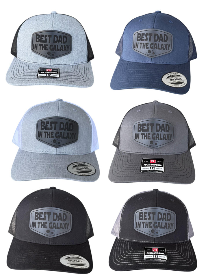 Best Dad in the Galaxy Hat, Father's Day Gift for Dad, Black Trucker Hat, Richardson 112, Yupoong 6606, Space Dad