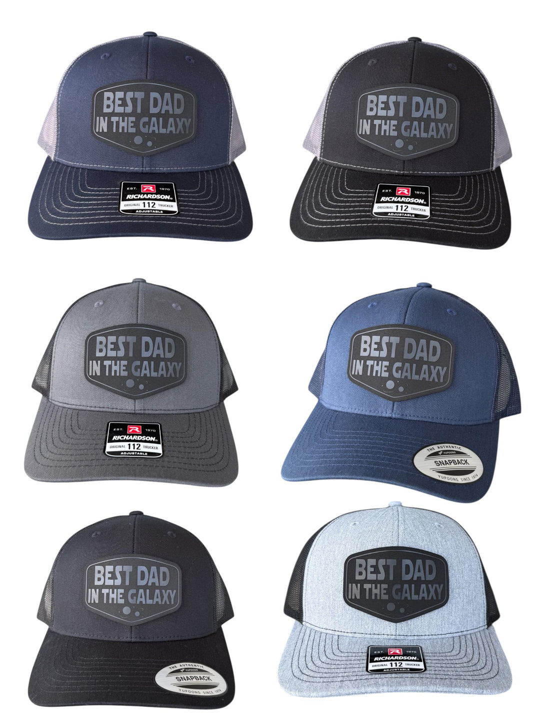 Best Dad in the Galaxy Hat, Father's Day Gift for Dad, Black Trucker Hat, Richardson 112, Yupoong 6606, Space Dad
