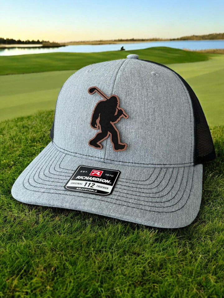 Sasquatch Golfing Hat, Big Foot Golf Snapback, Golfing Big Foot Trucker Hat, Richardson 112 or Yupoong 6606, Funny Golf Hat for Men