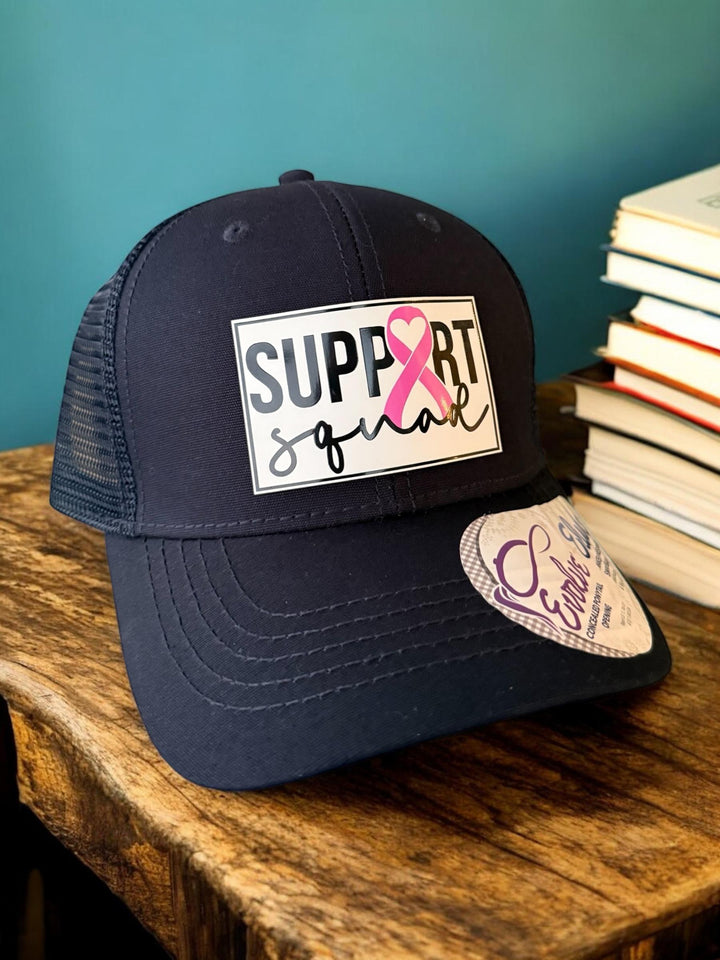 Personalized Support Squad Breast Cancer Hat for Husband, Richardson 112 Trucker, Cancer Awareness Gift for Men