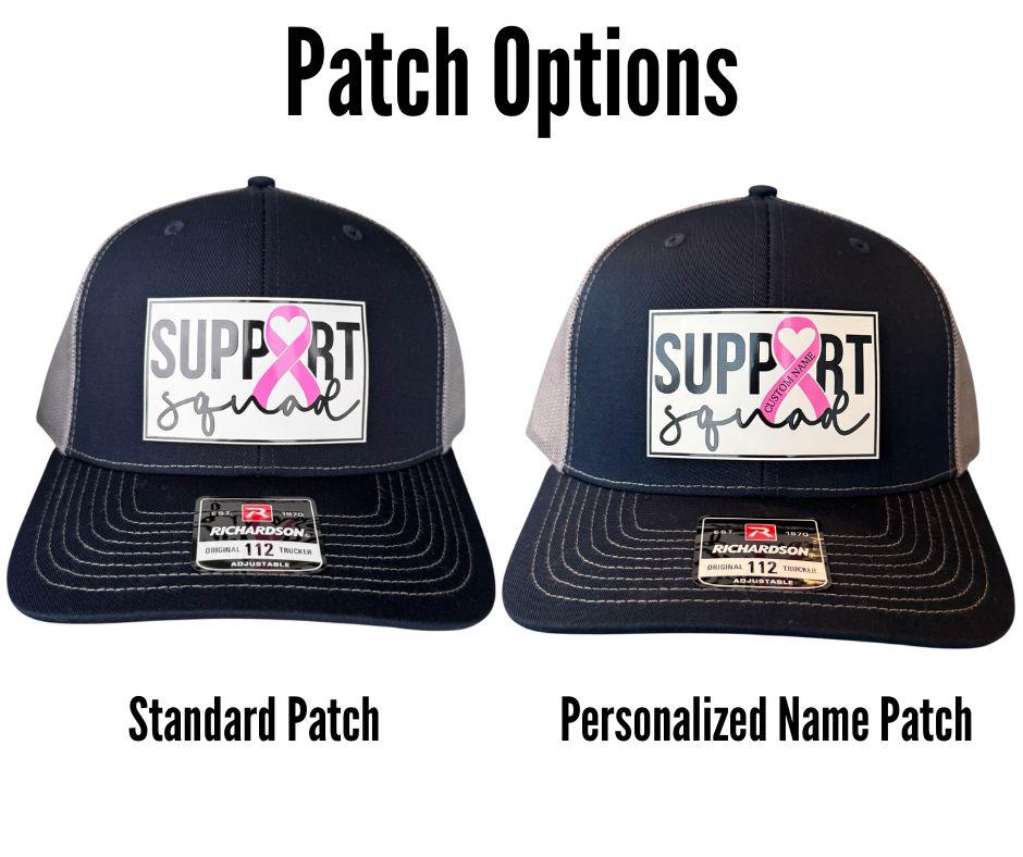 Personalized Support Squad Breast Cancer Hat for Husband, Richardson 112 Trucker, Cancer Awareness Gift for Men