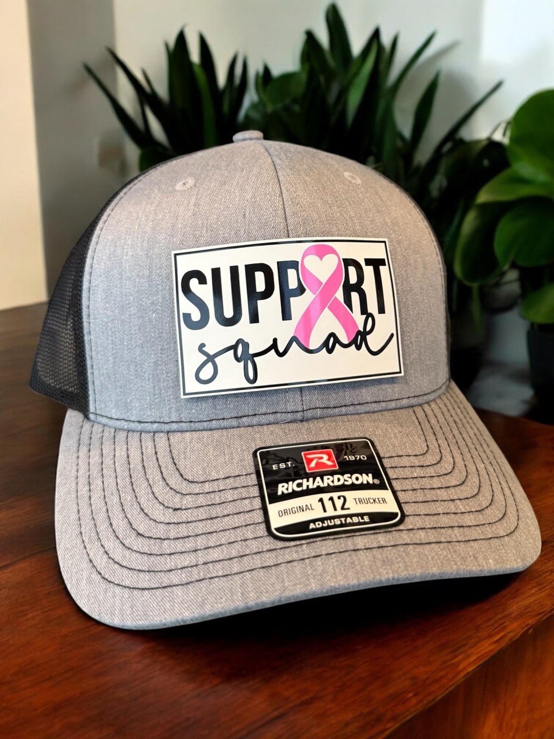 Personalized Support Squad Breast Cancer Hat for Husband, Richardson 112 Trucker, Cancer Awareness Gift for Men