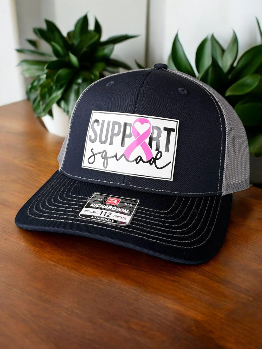 Personalized Support Squad Breast Cancer Hat for Husband, Richardson 112 Trucker, Cancer Awareness Gift for Men