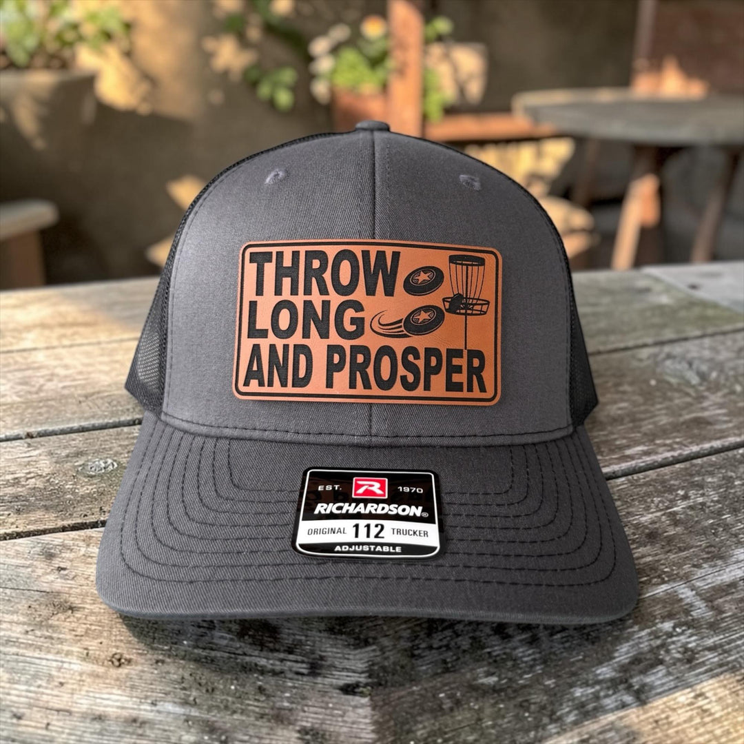 Funny Disc Golf Hat for Men, Throw Long and Prosper Trucker Hat, Richardson 112
