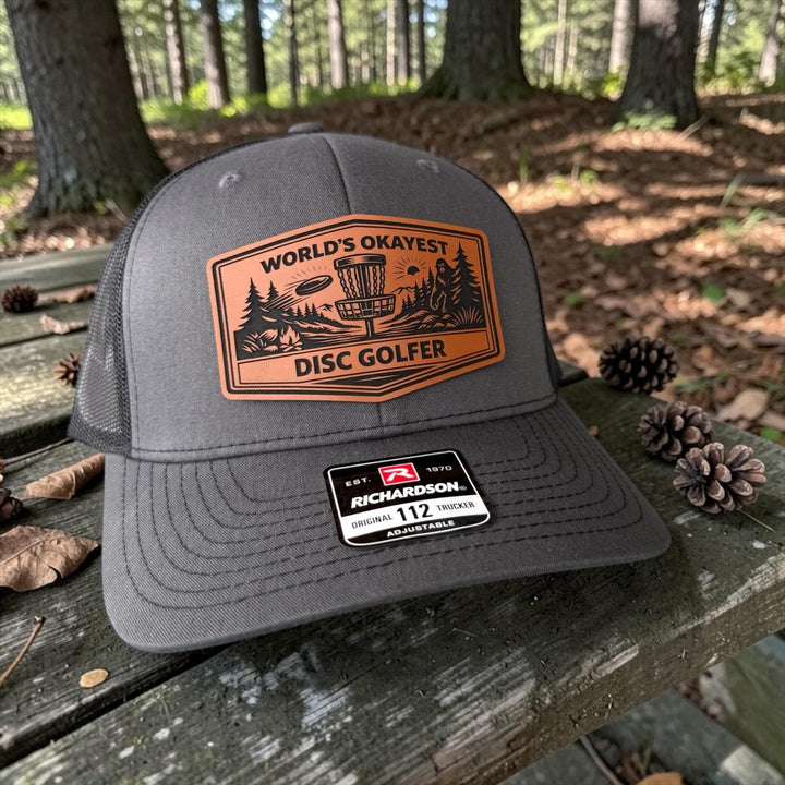 World’s Okayest Disc Golfer Hat, Funny Disc Golf Trucker Hat, Richardson 112 Snapback