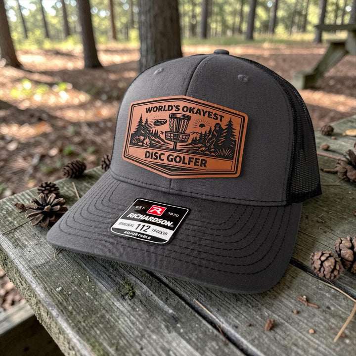 World’s Okayest Disc Golfer Hat, Funny Disc Golf Trucker Hat, Richardson 112 Snapback