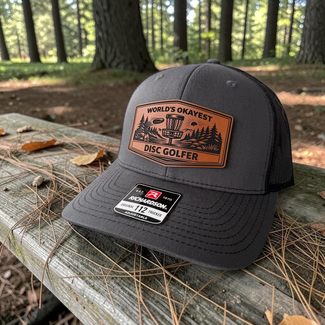 World’s Okayest Disc Golfer Hat, Funny Disc Golf Trucker Hat, Richardson 112 Snapback