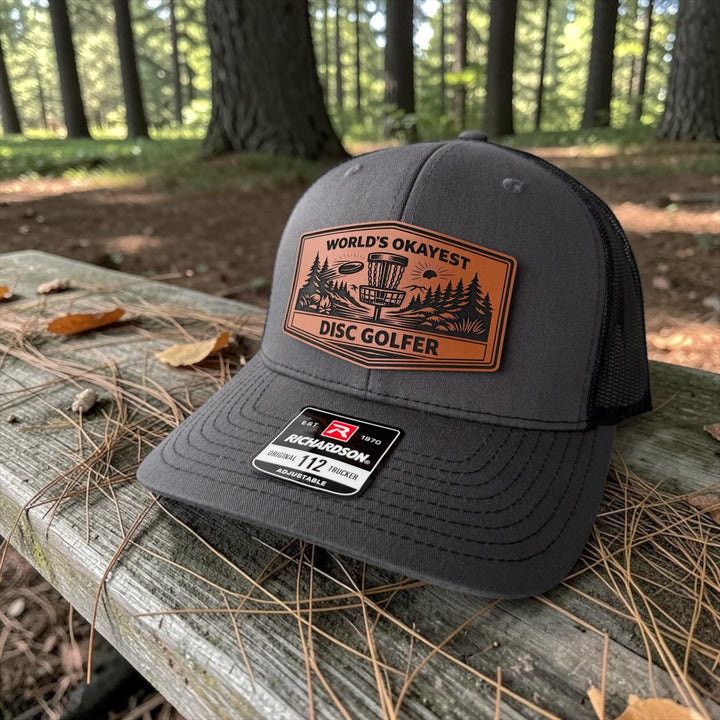 World’s Okayest Disc Golfer Hat, Funny Disc Golf Trucker Hat, Richardson 112 Snapback
